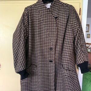 80s Pure Wool Houndstooth Coat